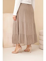 Dámská sukně Plus Size bavlněná mušelínová s volánem a gumičkou v pase fango