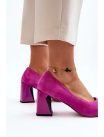 Sametové lodičky na podpatku Fuksiová Alessyndra