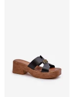 Zazoo 40412 Kožené Elegantní Dámské Žabky S Zlatým Ozdobou Černé Zazoo 40412 Kožené Elegantní Dámské Žabky S Zlatým Ozdobou Černé