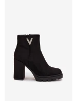 Dámské zimní boty na podpatku s ozdobným detailem černé Briella