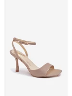 Dámské sandály na jehlovém podpatku s brokatem - zlaté Brisora