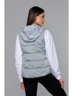 Šedo-limetková dámská vesta s látkovou kapucí (DW-21604) Šedo-limetková dámská vesta s látkovou kapucí (DW-21604)