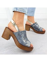 Dámské sandály na jehlovém podpatku denim gold M.Daszynski MR23126-7