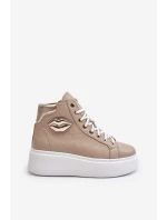 Dámské vysoké tenisky na zip Lemar Bež Katerin