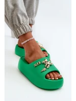 Dámské lehké pěnové žabky s ozdobami zelené Orchia