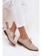 Dámské kožené elegantní šněrovací polobotky Zazoo 4238 béžové