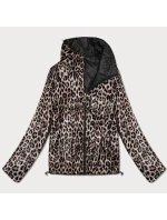 Dwustronna pikowana kurtka ze stójką Goodlookin czarna-panterka (B8579-1)