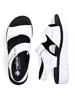 Bílé kožené dámské sandály na platformě Rieker V1382-80