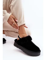 Kožené Semišové Pantofle Dámské Na Platformě S Kožešinou Černé Sophienne