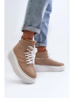 Zazoo 3392/X Dámské Kožené Sportovní Boty na Platformě Beige