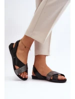 Zazoo 40141 Kožené Sandály Na Suchý Zips Černé Zazoo 40141 Kožené Sandály Na Suchý Zips Černé