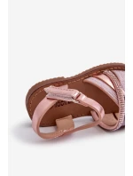 Lesklé Dětské Sandálky Na Suchý Zip Růžové Delphina