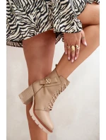 Zateplené botky na podpatku se zlatým detailem béžové Ivarisse