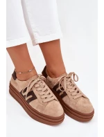 Dámské sneakersy na platformě z přírodní semiše béžové Eldira