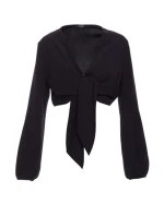 M861 Krátký top s vázáním vpředu - černý M861 Krátký top s vázáním vpředu - černý