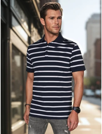 Pánská pruhovaná polokošile tmavě modrá FashionStreet PX0637