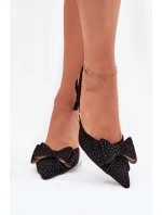 Dekorované Lodičky S Otevřenou Patou A Mašlí Černé Nilandriela