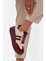 Kožené dámské tenisky na platformě Zazoo 3775 béžovo-bordó Kožené dámské tenisky na platformě Zazoo 3775 béžovo-bordó