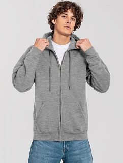 Fruit of the Loom Iconic Premium Hooded Sweat Jacket Mikina s kapucí z těžké bavlny 16.2286 athletic heather