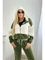 Souprava žebrovaného veluru mikina + kalhoty khaki Souprava žebrovaného veluru mikina + kalhoty khaki