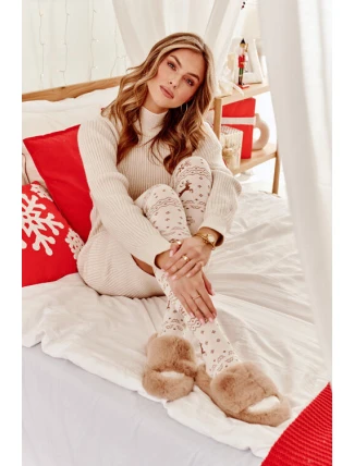 Dámské kožešinové pantofle Bežové Biella