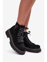 Dámské kotníkové boty s brokátovým srdcem černé Nariri