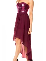 Dámské společenské šaty korzetové MAYAADI s asymetrickou sukní fialové - Fialová - MAYAADI Dámské společenské šaty korzetové MAYAADI s asymetrickou sukní fialové - Fialová - MAYAADI