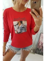 Halenka s kolážovým potiskem červená Halenka s kolážovým potiskem červená