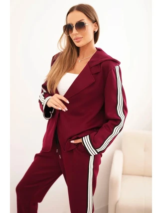 Dámská souprava s viskózou, lampasem a sportovní blůzou švestková Dámská souprava s viskózou, lampasem a sportovní blůzou švestková