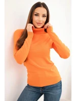 Dámský svetr z viskózy s rolákem a dlouhým rukávem oranžový