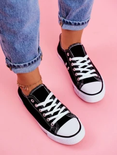 Dámské Klasické Tenisky Černé S Bílou Podešví Omerta