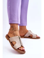 Dámské pantofle s ozdobným zipem Béžová Clarence