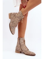 Kožené vzorované botky na plochém podpatku Maciejka 06391-04