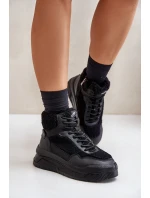 Dámské sneakersy na platformě s kožíškem typu beránek Lee Cooper LCJ-24-47-3145 Černé