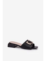 Elegantní Dámské Sandály Na Klínku Se Zlatým Detailem 62229 Černé Vinceza