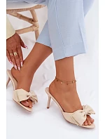 Dámské lodičky na jehlovém podpatku s mašlí Béžové Jelessa