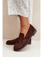 Dámské mokasíny Loafersy z eko semiše čokoládové Laisie Dámské mokasíny Loafersy z eko semiše čokoládové Laisie