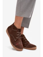 Dámské kožené polobotky s prošitím na zip Artiker – hnědé
