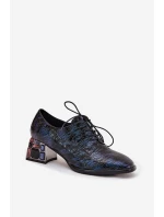 Kožené lakované dámské lodičky na podpatku s krystaly Artiker 55C0428 tmavě modré Kožené lakované dámské lodičky na podpatku s krystaly Artiker 55C0428 tmavě modré