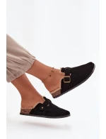 Dámské pantofle s kožešinou s klipem Černé Sylisse