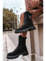 Dámské Workery s Ozdobným Prvkem Zateplené Černé Kalindra