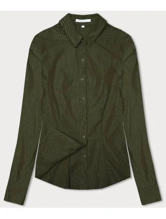 Dámská halenka v khaki barvě se stříbrnými proužky (AWT0111) Dámská halenka v khaki barvě se stříbrnými proužky (AWT0111)