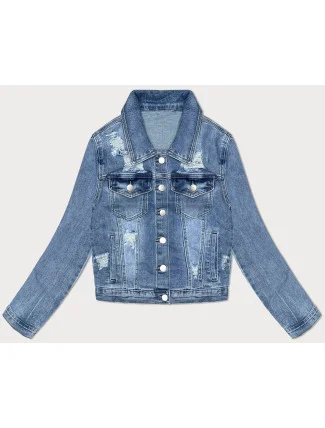 Světle modrá dámská džínová bunda s protrženími (GD9215-K) Světle modrá dámská džínová bunda s protrženími (GD9215-K)