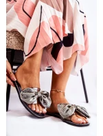 Dámské gumové pantofle s mašličkou Černá a šedá Meriden