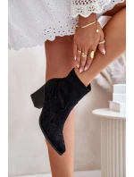 Kotníkové Boty Na Podpatku Eko Semiš Černé Arabelline