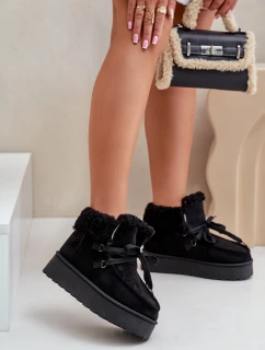 Dámské zavazovací sněžky s hrubou podrážkou černé Loso