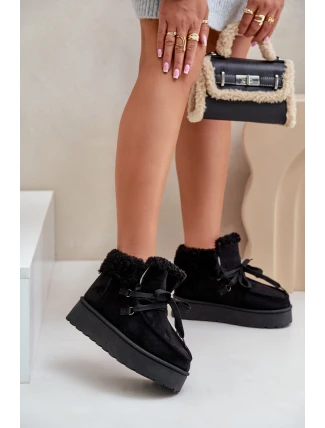 Dámské zavazovací sněžky s hrubou podrážkou černé Loso Dámské zavazovací sněžky s hrubou podrážkou černé Loso