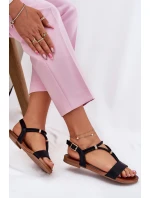 Dámské Plné Sandály S Pásky S.Barski KV51-120 Černé