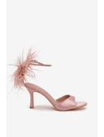 Lodičky na podpatku s peřím špinavě růžové Caelina