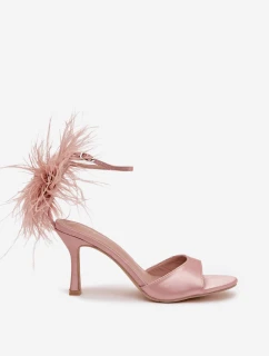 Lodičky na podpatku s peřím špinavě růžové Caelina